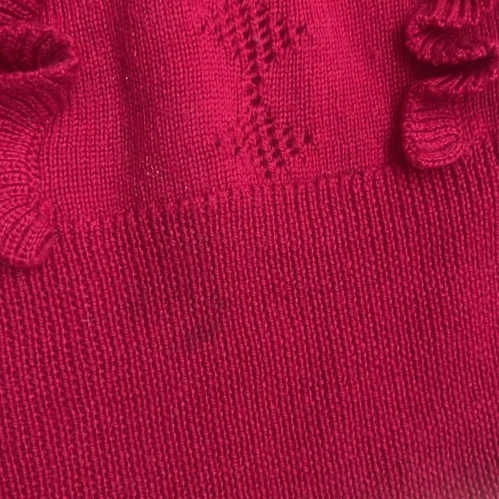 Brooks Brothers Red Fleece Wool Ruffle Pullover Sweater Size L